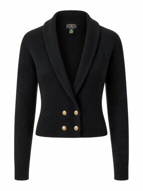 Charter Club | Vintage black new wool collegiate cardigan sweater